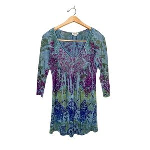 One World Womens Boho Fairycore Tie Dye Y2K‎ Hippie Top Medium M